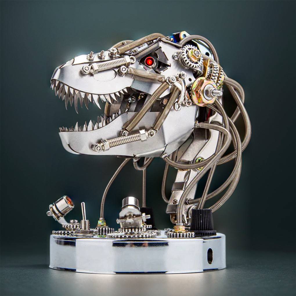 Create Your Own 3D Metal Steampunk Mechanical Dinosaur Head Model Kit - Over 180 Intricate Pieces! - OPICRAFT 