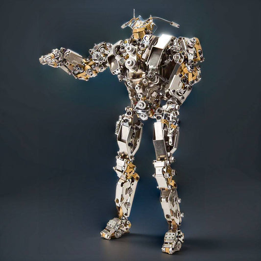 Intricate DIY 3D Steampunk Protoss Mecha Metal Model Kit with LED Lights - Over 1020 Pieces! - OPICRAFT 