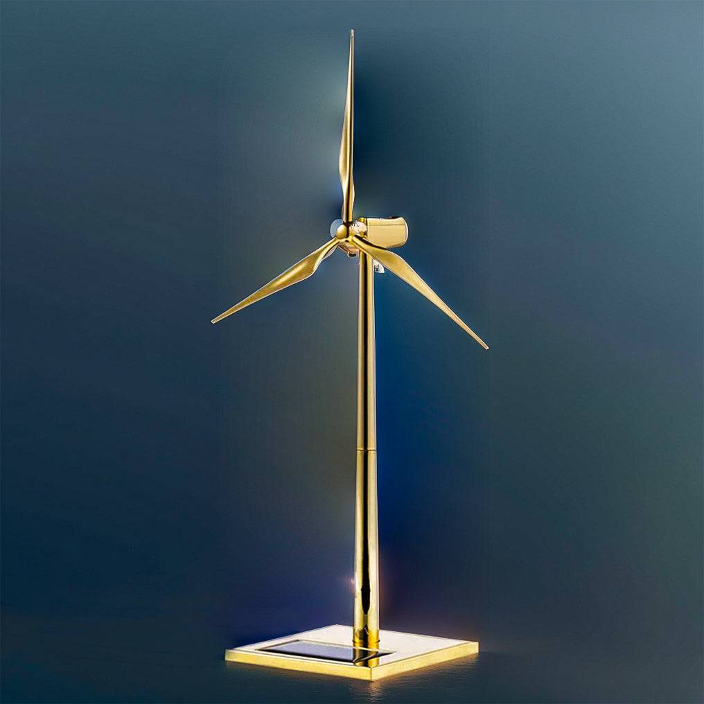 Enchanting Golden DIY 3D Metal Windmill: Solar-Powered Wind Turbine Assembly Model - OPICRAFT 