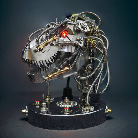 Create Your Own 3D Metal Steampunk Mechanical Dinosaur Head Model Kit - Over 180 Intricate Pieces! - OPICRAFT 