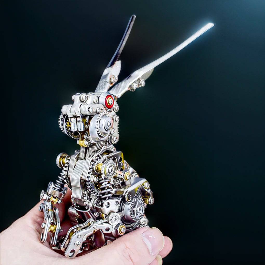 Intriguing DIY 3D Metal Punk Mechanical Rabbit Puzzle Assembly Kit - 500 Pieces of Fun! - OPICRAFT 