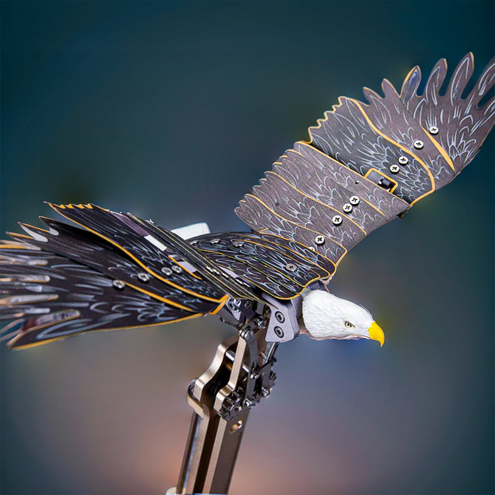 Captivating DIY 3D Bald Eagle Model Kit - Create a Soaring Haliaeetus Leucocephalus with Flapping Wings! - OPICRAFT 