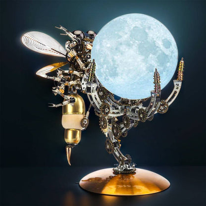 Ingenious 3D Metal Wasp Puzzle Kit with Remote-Controlled Lamp - 627 Intricate Pieces - OPICRAFT 