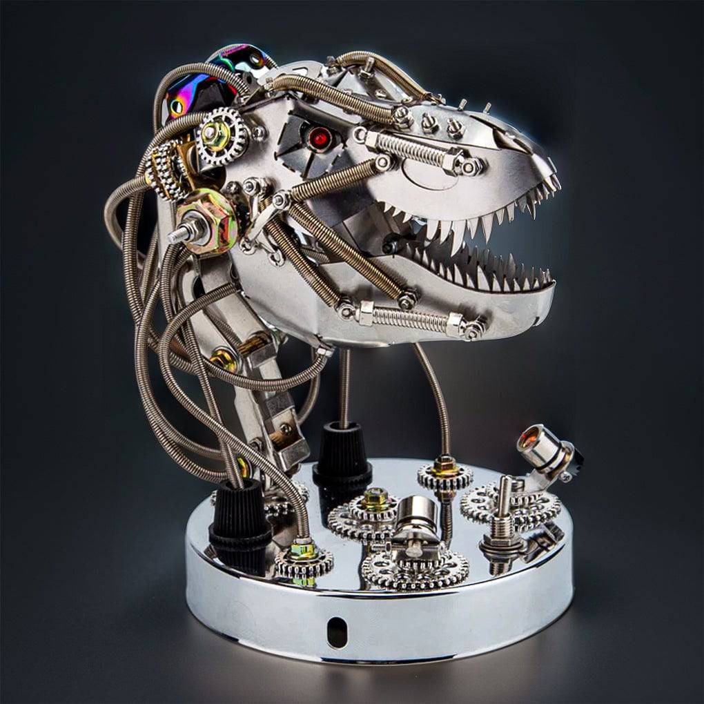 Create Your Own 3D Metal Steampunk Mechanical Dinosaur Head Model Kit - Over 180 Intricate Pieces! - OPICRAFT 