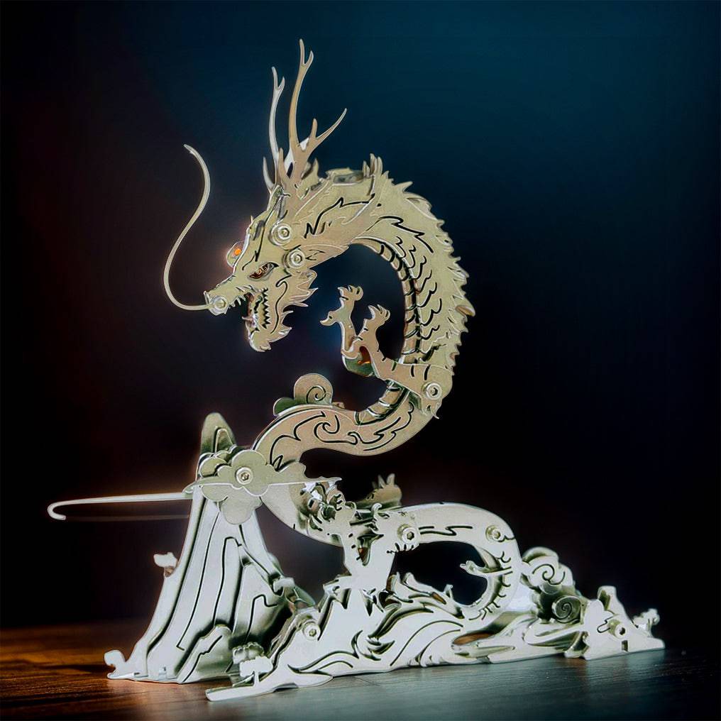 Enchanting 3D Metal Dragon Puzzle: Build Your Own Mythical Mountain Guardian Model Kit - OPICRAFT 