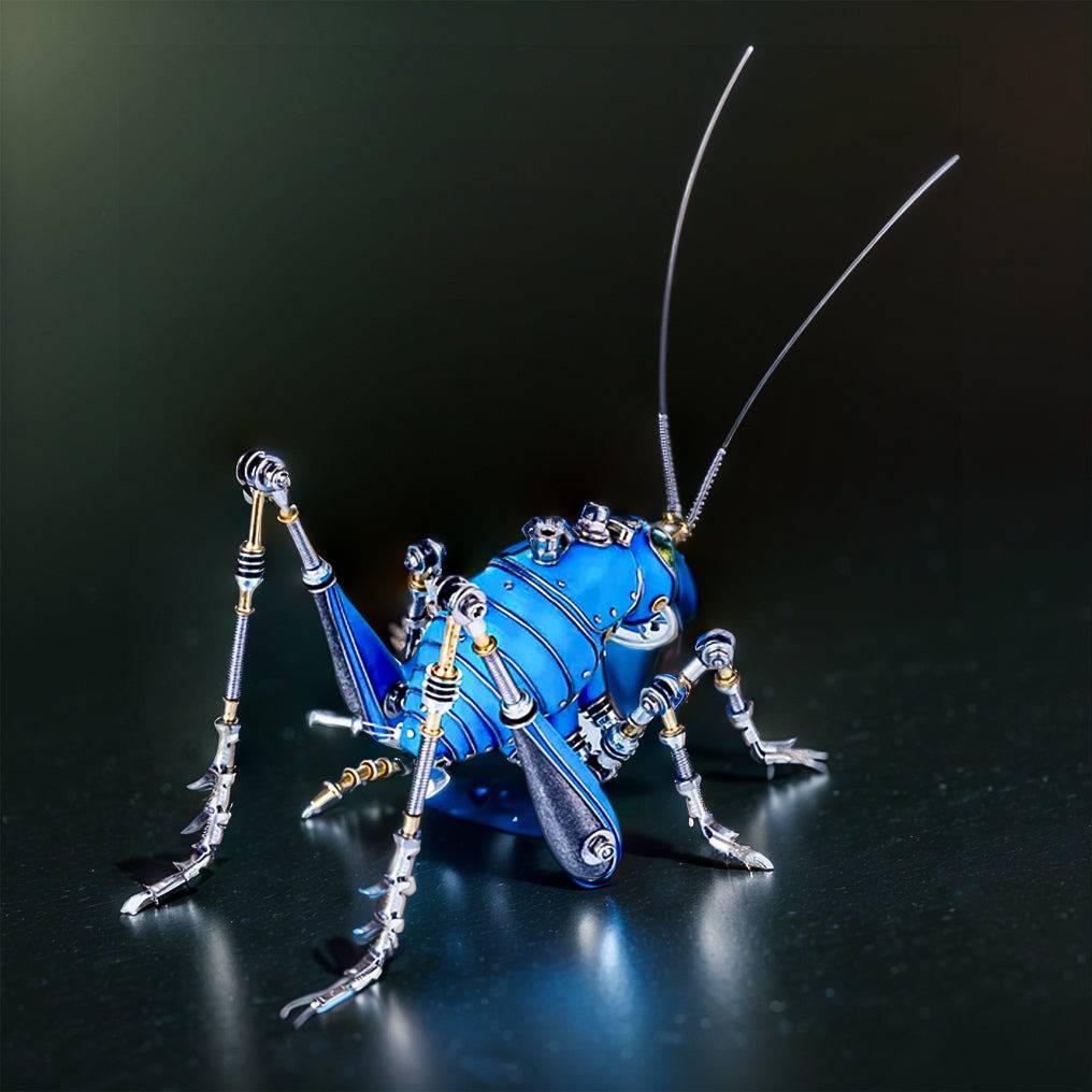 Intricate 3D Metal Steampunk Blue Cricket Mechanical Puzzle Kit – Craft Your Own Masterpiece! - OPICRAFT 