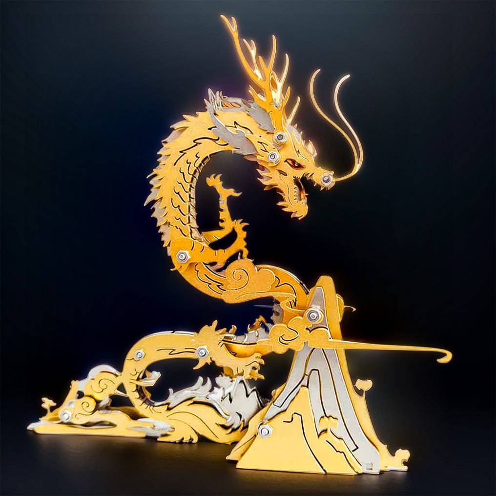 Enchanting 3D Metal Dragon Puzzle: Build Your Own Mythical Mountain Guardian Model Kit - OPICRAFT 