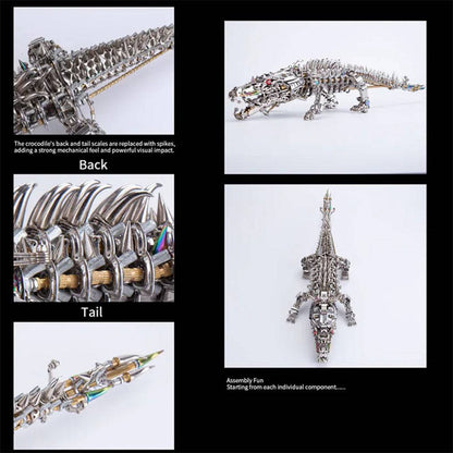 Engaging 3D Metal Mechanical Crocodile Puzzle Model Kit – Over 1500 Intricate Pieces for Fun Assembly! - OPICRAFT 