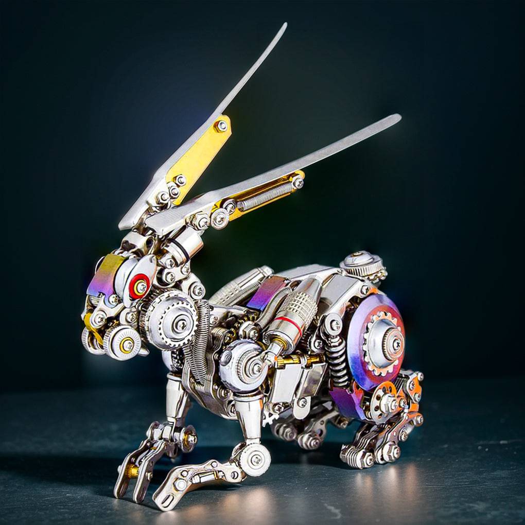 Intriguing DIY 3D Metal Punk Mechanical Rabbit Puzzle Assembly Kit - 500 Pieces of Fun! - OPICRAFT 