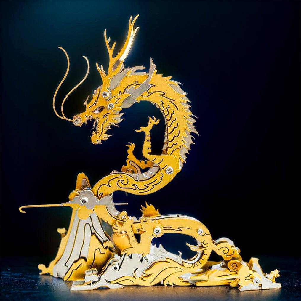 Enchanting 3D Metal Dragon Puzzle: Build Your Own Mythical Mountain Guardian Model Kit - OPICRAFT 