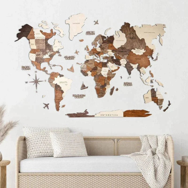 BRIVLOX 3D Wooden World Map Multicolor - BRIVLOX | Where Innovation Meets Style!