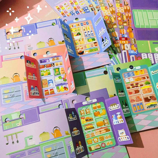 Stickers Play Set, Organize your Own Refrigerator|Snack Vending Machine|Dream House|Closet - OPICRAFT 