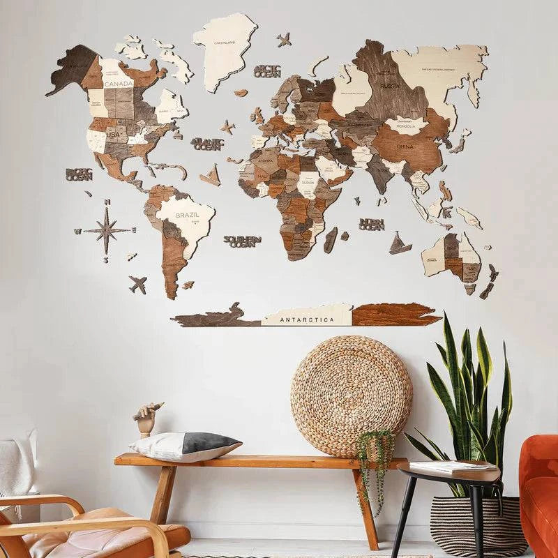 BRIVLOX 3D Wooden World Map Multicolor - BRIVLOX | Where Innovation Meets Style!