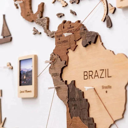 BRIVLOX 3D Wooden World Map Multicolor - BRIVLOX | Where Innovation Meets Style!