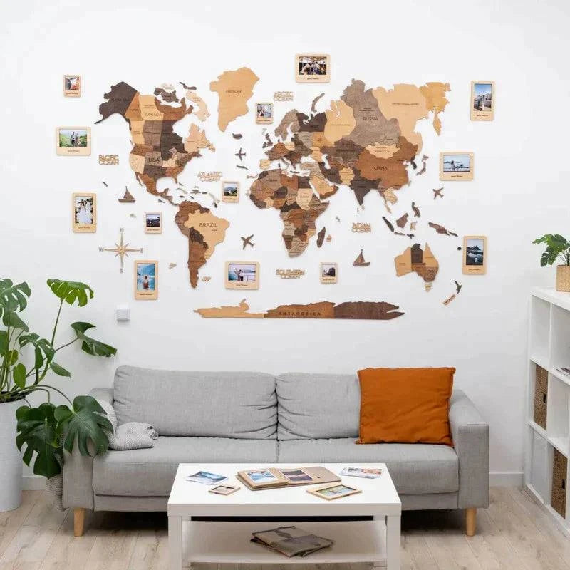 BRIVLOX 3D Wooden World Map Multicolor - BRIVLOX | Where Innovation Meets Style!