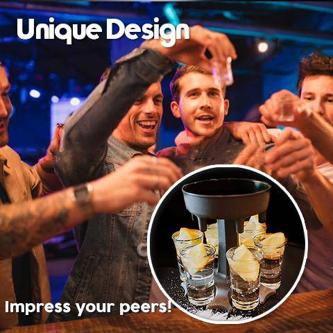 SHOT GLASS DISPENSER HOLDER + 6 x CLEAR SHOT GLASSES - BRIVLOX | Where Innovation Meets Style!