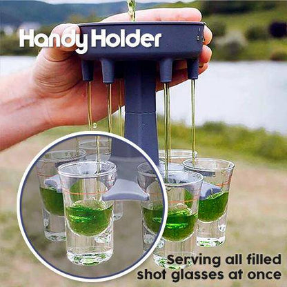 SHOT GLASS DISPENSER HOLDER + 6 x CLEAR SHOT GLASSES - BRIVLOX | Where Innovation Meets Style!