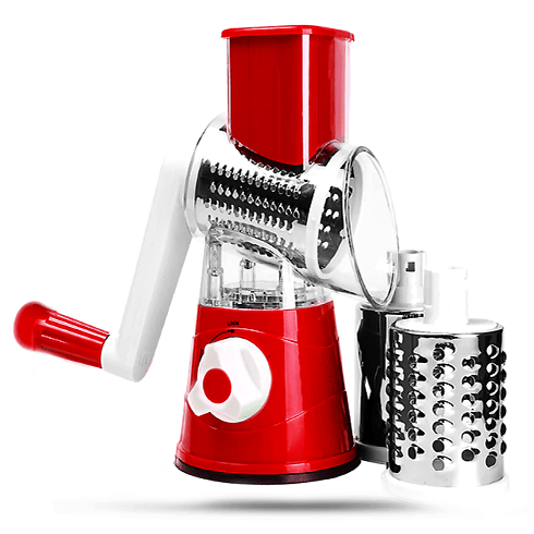 BRIVLOX ARKALIFE™ 3-in-1 Rotary Cheese Grater, Kitchen Mandoline Vegetable Slicer with 3 Interchangeable Blades for Fruit, Vegetables, Nuts - BRIVLOX | Where Innovation Meets Style!