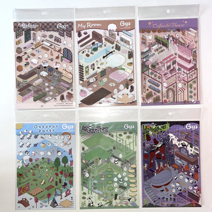 Sticker Scenes! DIY Coffee Flower|Panda Tea House|Bakery Shop|Dream Apartment - OPICRAFT 