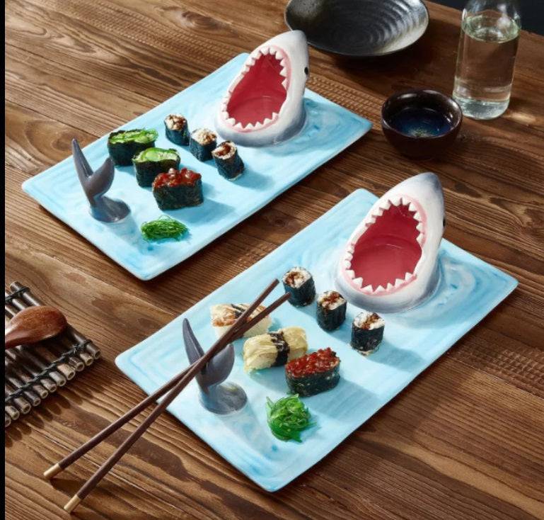 BRIVLOX™ Blue Ceramic Plate with Shark - BRIVLOX | Where Innovation Meets Style!