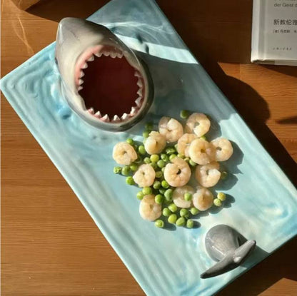 BRIVLOX™ Blue Ceramic Plate with Shark - BRIVLOX | Where Innovation Meets Style!