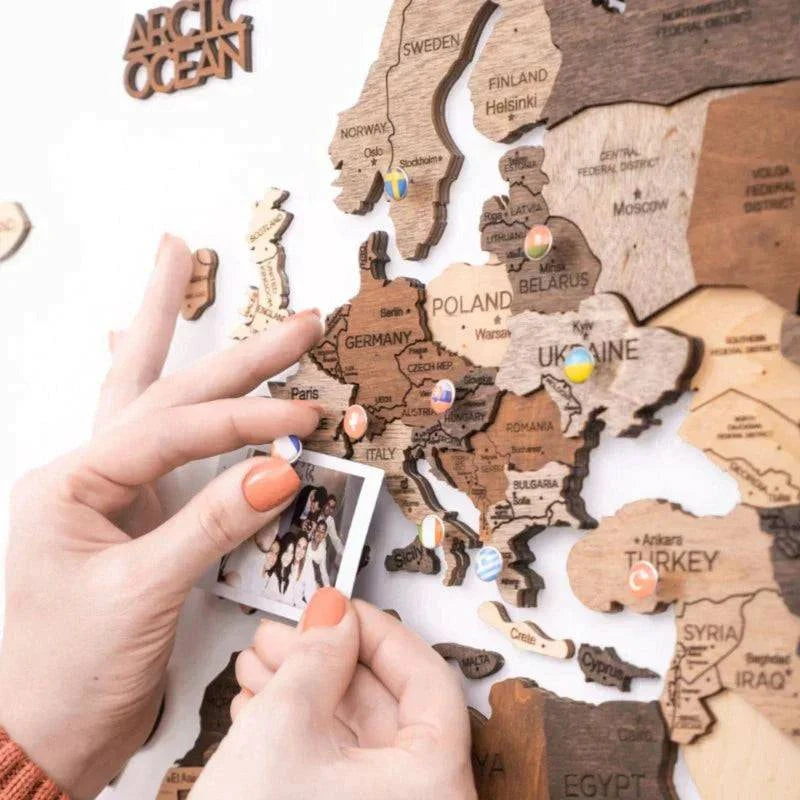 BRIVLOX 3D Wooden World Map Multicolor - BRIVLOX | Where Innovation Meets Style!